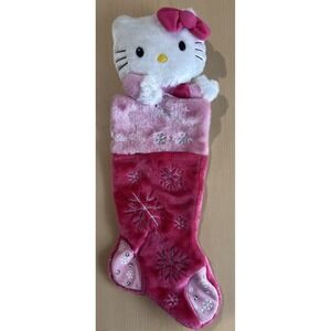 Vtg Sanrio Hello Kitty 20" Christmas Stocking Pink Snowflakes